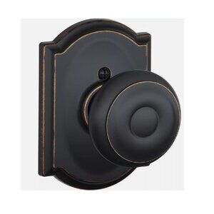 Georgian Aged Bronze Dummy Door Knob With Camelot Trim | Schlage Universal Cam